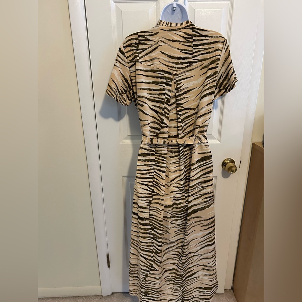 Love stitch silk animal print dress